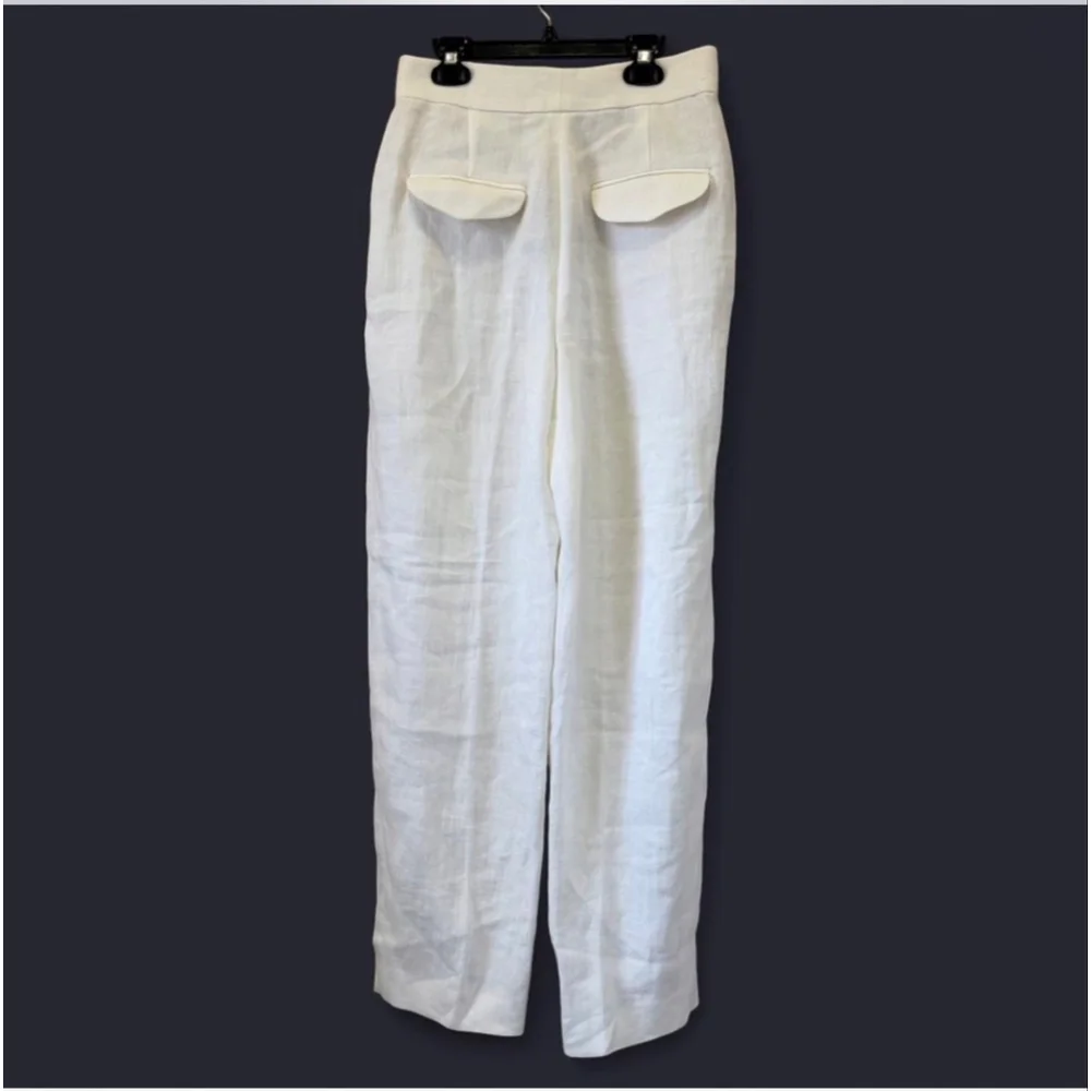 NWT Women's Massimo Dutti White Linen Trousers Size 4 - Picture 2 of 13